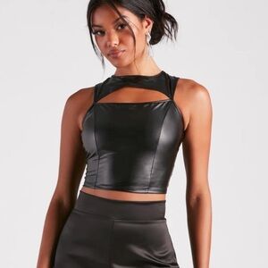 Windsor faux leather crop top